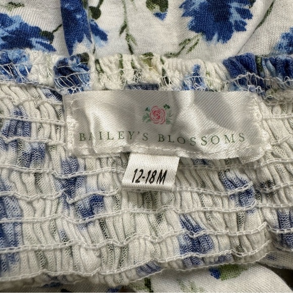 Bailey’s Blossom Baby Girl Dress Floral Blue White Straps Viscose 12-18M - Picture 4 of 5